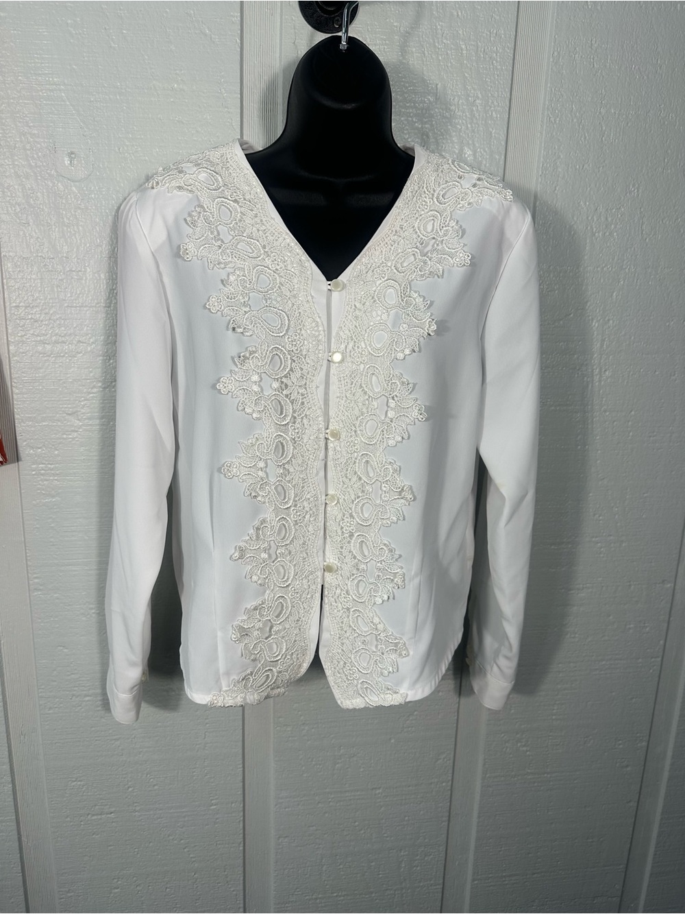 Christie & Jill Women’s White Lace Bodice Top Size 12P EUC